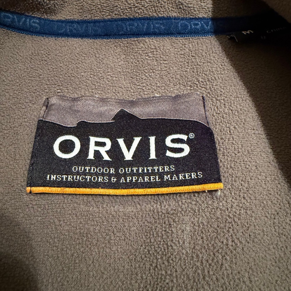 Orvis Mens Softshell Fleece Lined Jacket Burnt Orange Grey 25ZR Size Medium - Picture 2 of 8